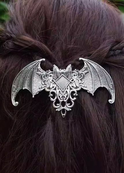 Hair Barrette Gothic Swirl Bat