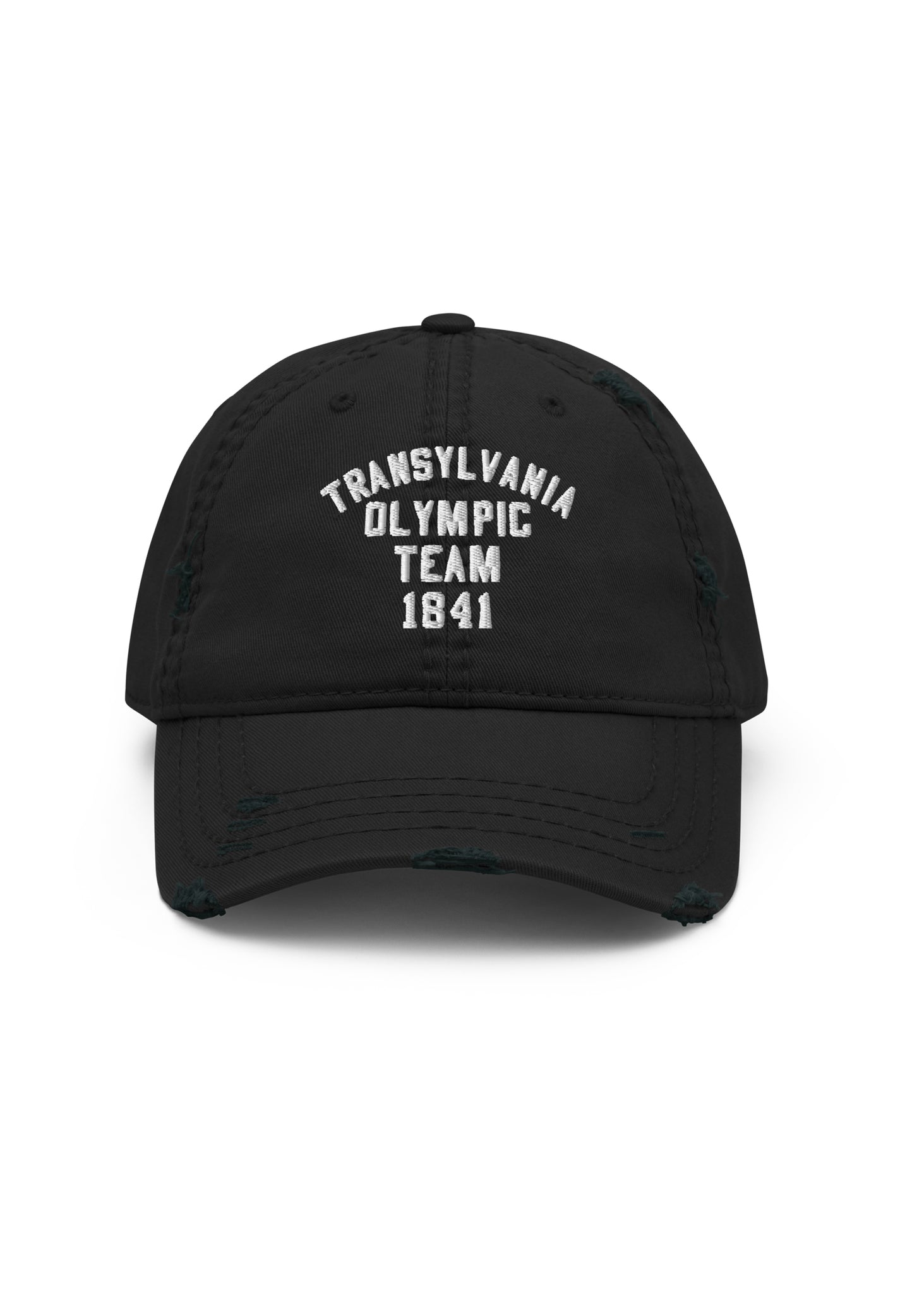 Transylvania Olympics Distressed Dad Hat in Black