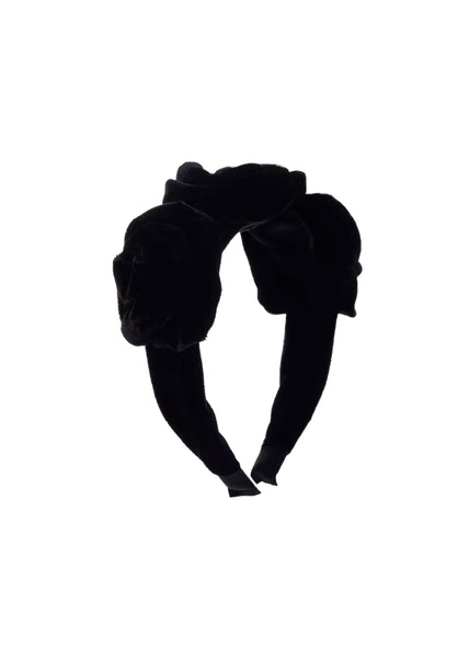 Rose Velvet Headband in Black