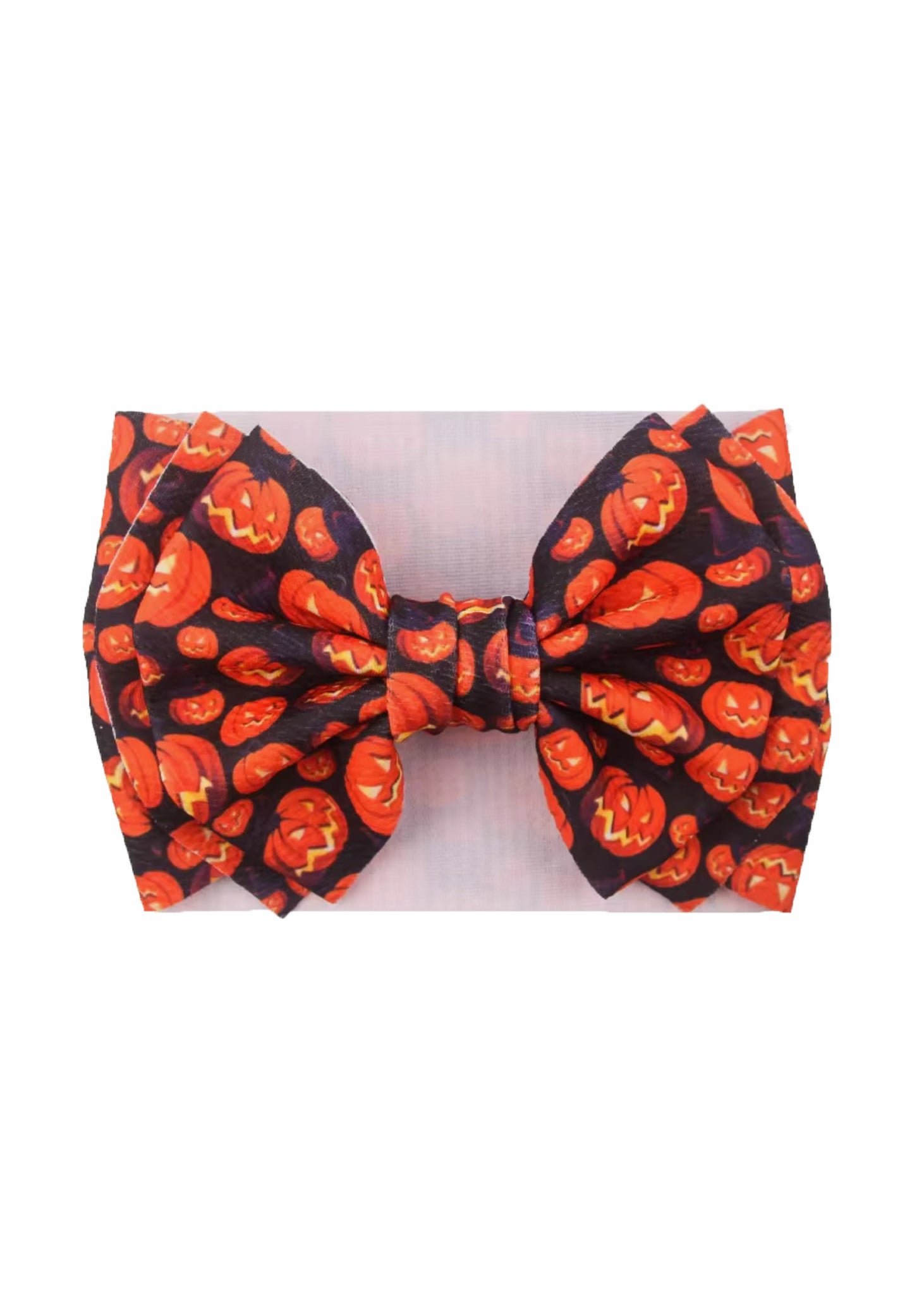 Baby/Toddler Bow Headband in Pumpkin Black Print