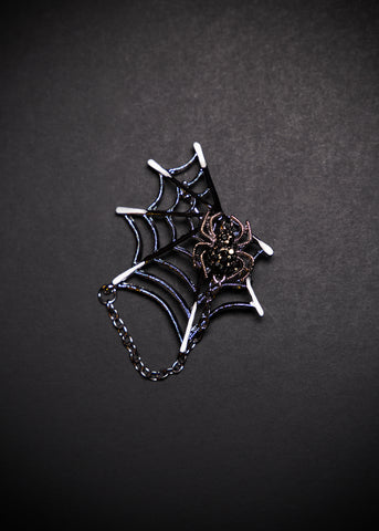 Spiderweb Brooch in Black / Silver