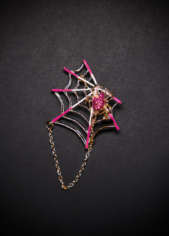 Spiderweb Brooch in Pink / Gold