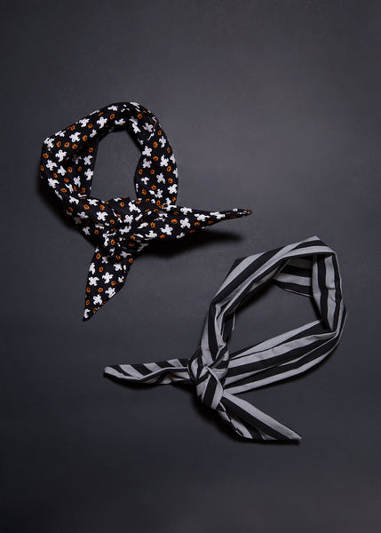 Headwrap Scarf / Neckerchief in Dark Halloween Stripe