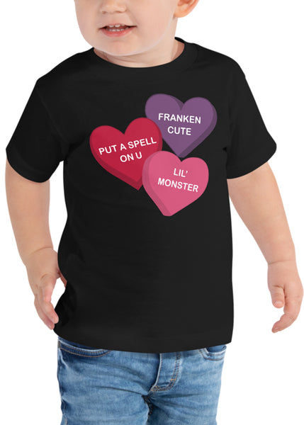 Toddler Spooky Conversation Hearts T-Shirt in Black