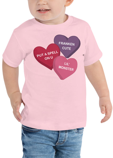 Toddler Spooky Conversation Hearts T-Shirt in Pink