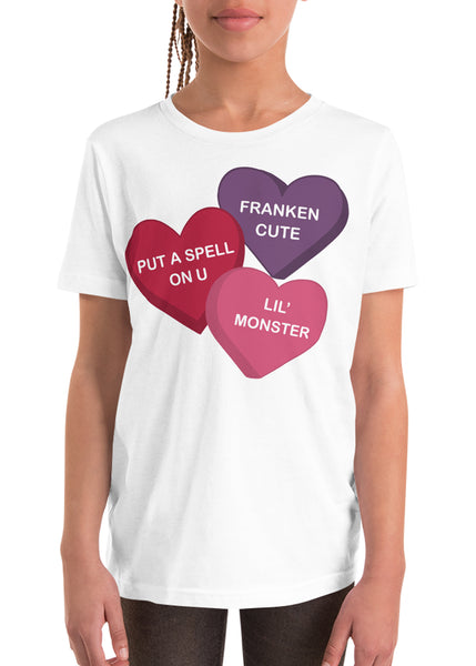 Youth Spooky Conversation Hearts T-Shirt in White