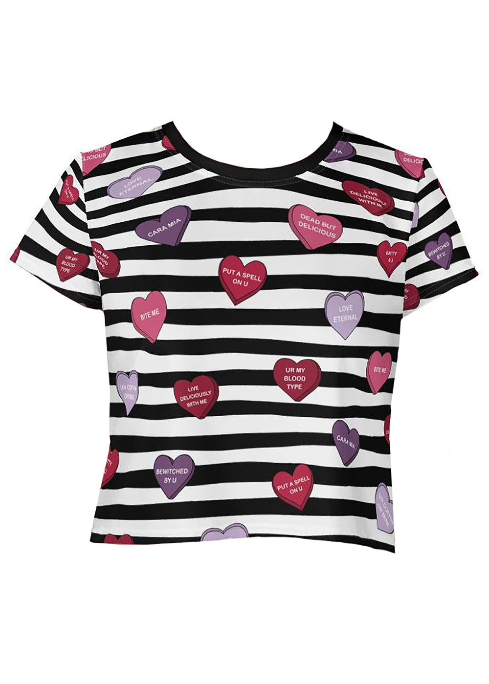 Spooky Conversation Hearts Graphic Crop Top