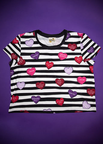 Spooky Conversation Hearts Graphic Crop Top