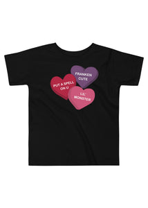 Toddler Spooky Conversation Hearts T-Shirt in Black