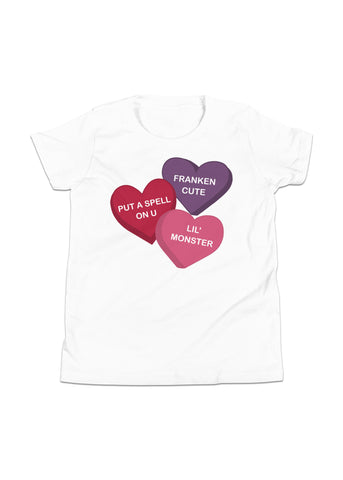 Youth Spooky Conversation Hearts T-Shirt in White