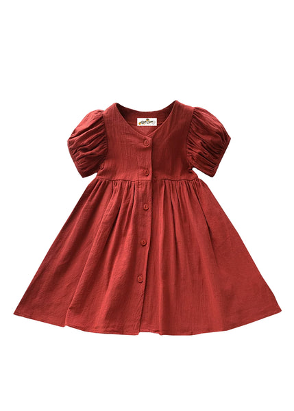 Toddler Little Witch Cottage Dress in Rust | Goth Spooky Kids Bun In The Coven Toddler Little Witch Cottage Dress in Rust | Goth Spooky Kids Bun In The Coven