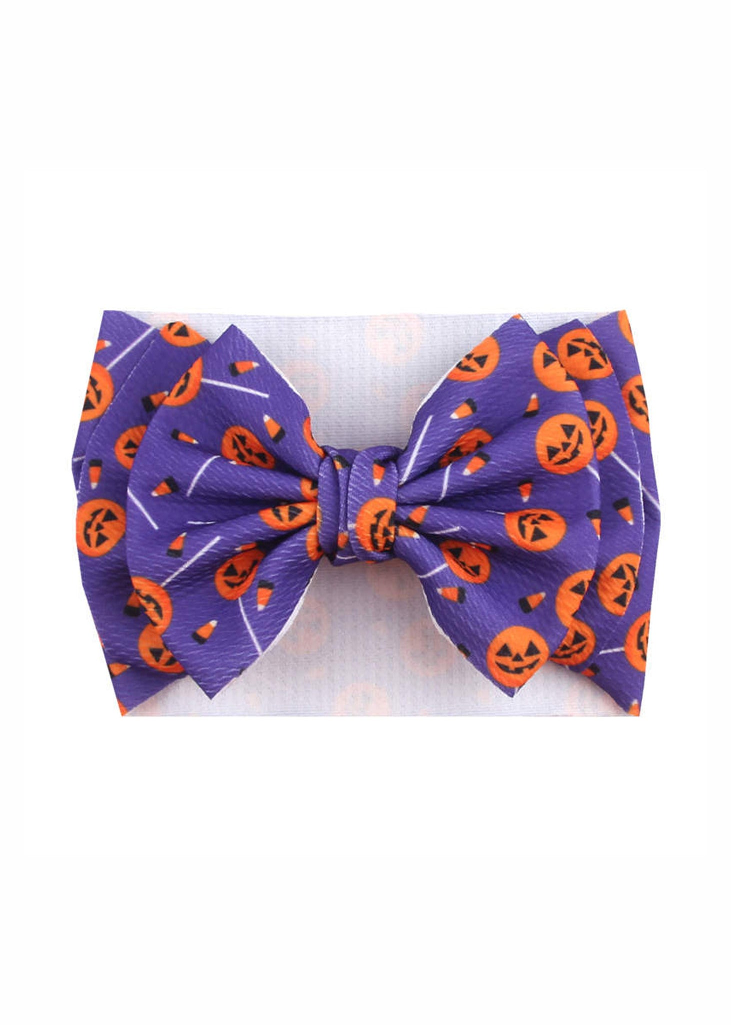 Baby/Toddler Bow Headband in Pumpkin Candy Purple Print