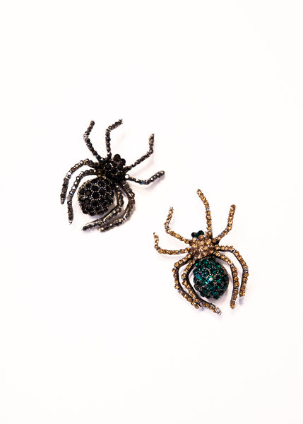 Deco Spider Brooch in Black